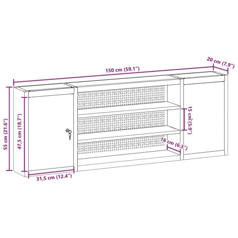 SZAFKA NA NARZĘDZIA Z PÓŁKĄ CZARNY I SZARY 50X 20X 55CM