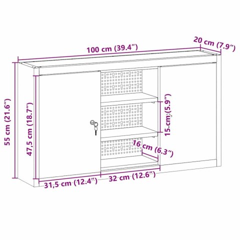 SZAFKA NA NARZĘDZIA Z PÓŁKĄ CZERWONY I SZARY 50X 20X 55CM