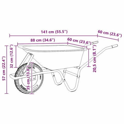WÓZEK SREBRNY I CZARNY 141X 60X 57CM STAL