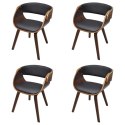KRZESŁA STOŁOWE 4 SZT. BRĄZOWE GIĘTE DREWNO I SZTUCZNA SKÓRA
