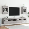 ŚCIENNA SZAFKA TV Z LED SZARY DĄB SONOMA 40X30X60,5CM