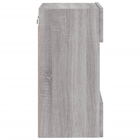 ŚCIENNA SZAFKA TV Z LED SZARY DĄB SONOMA 40X30X60,5CM