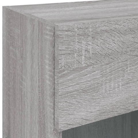 ŚCIENNA SZAFKA TV Z LED SZARY DĄB SONOMA 40X30X60,5CM