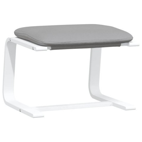 FOTEL Z PODNÓŻKIEM JASNOSZARY OBITY TKANINĄ