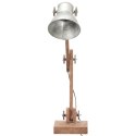 INDUSTRIALNA LAMPA STOŁOWA SREBRNA OKRĄGŁA 58X18X90CM E27