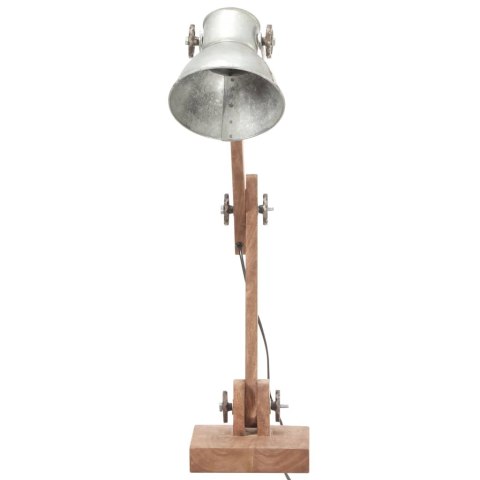 INDUSTRIALNA LAMPA STOŁOWA SREBRNA OKRĄGŁA 58X18X90CM E27