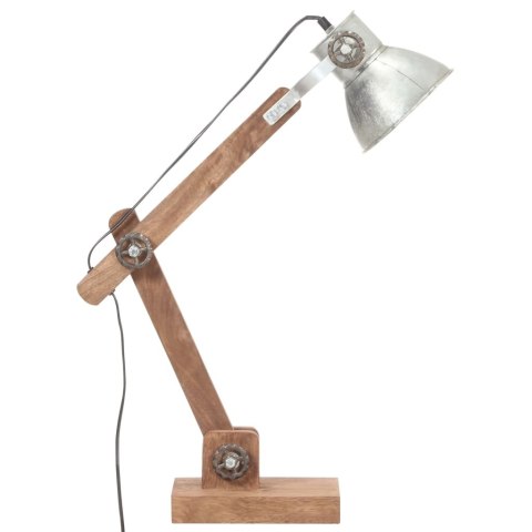 INDUSTRIALNA LAMPA STOŁOWA SREBRNA OKRĄGŁA 58X18X90CM E27