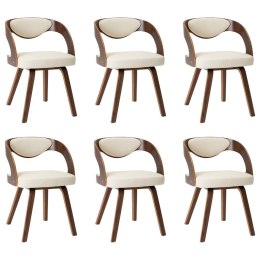 KRZESŁA DO JADALNI 6 SZT. KREMOWE GIĘTE DREWNO I EKOSKÓRA