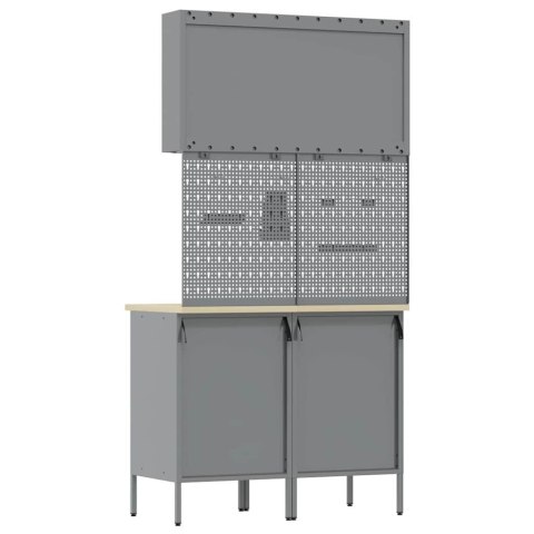 STÓŁ WARSZTATOWY 5 SZT. CZERWONY 100X 55X 200CM STAL