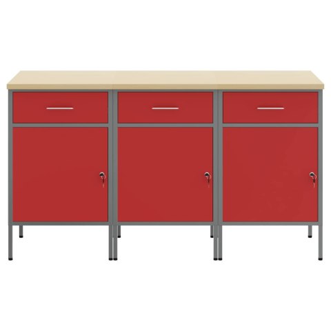SZAFKA ROBOCZA 3 SZT. CZERWONY I SZARY 150X 55X 85CM