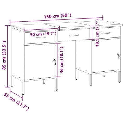 SZAFKA ROBOCZA Z SZUFLADĄ 3 SZT. CZARNY 150X 55X 85CM