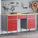 SZAFKA ROBOCZA Z SZUFLADĄ 3 SZT. CZERWONY 150X 55X 85CM