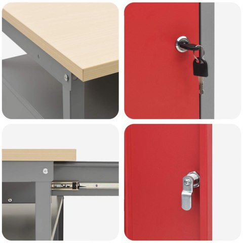 ZESTAW STOŁU WARSZTATOWEGO 2 SZT. CZERWONY 200X 55X 85CM