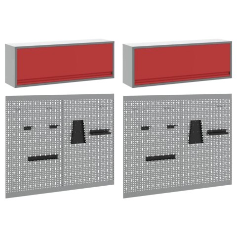 ZESTAW SZAFEK NARZĘDZIOWYCH Z PÓŁKĄ 6 SZT. CZERWONY