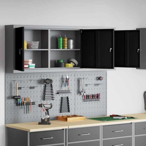 ZESTAW SZAFEK NARZĘDZIOWYCH Z PÓŁKĄ Z BLOKADĄ 5 SZT. CZARNY