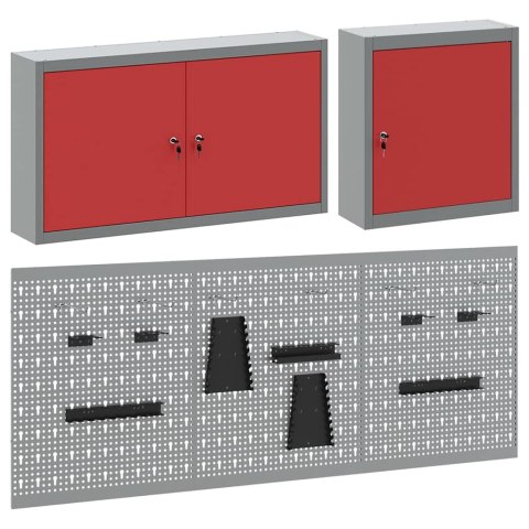 ZESTAW SZAFEK NARZĘDZIOWYCH Z PÓŁKĄ Z BLOKADĄ 5 SZT. CZERWONY