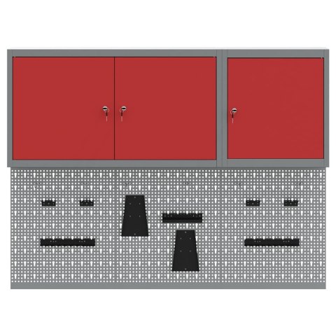 ZESTAW SZAFEK NARZĘDZIOWYCH Z PÓŁKĄ Z BLOKADĄ 5 SZT. CZERWONY