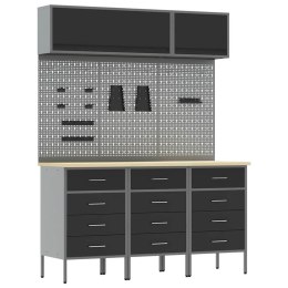 ZESTAW SZAFEK ROBOCZYCH Z SZUFLADĄ 8 SZT. CZARNY