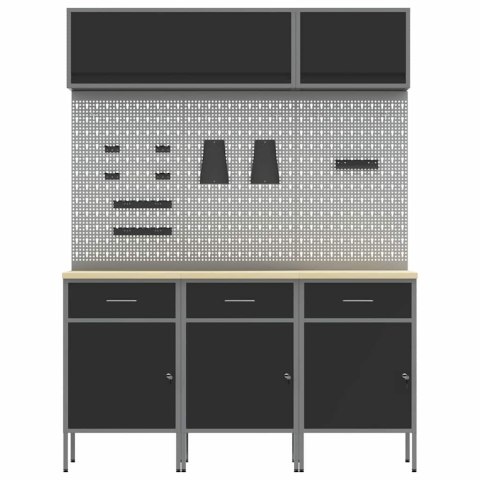 ZESTAW SZAFEK ROBOCZYCH Z SZUFLADĄ Z BLOKADĄ 8 SZT. CZARNY