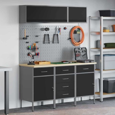 ZESTAW SZAFEK ROBOCZYCH Z SZUFLADĄ Z BLOKADĄ 8 SZT. CZARNY