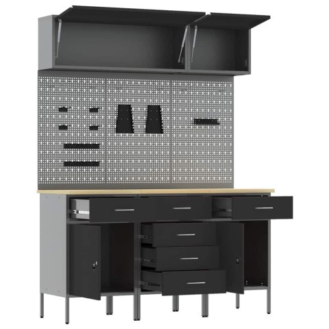 ZESTAW SZAFEK ROBOCZYCH Z SZUFLADĄ Z BLOKADĄ 8 SZT. CZARNY