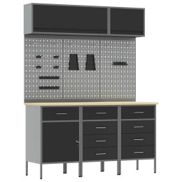 ZESTAW SZAFEK ROBOCZYCH Z SZUFLADĄ Z BLOKADĄ 8 SZT. CZARNY