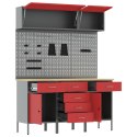 ZESTAW SZAFEK ROBOCZYCH Z SZUFLADĄ Z BLOKADĄ 8 SZT. CZERWONY