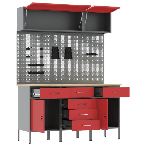 ZESTAW SZAFEK ROBOCZYCH Z SZUFLADĄ Z BLOKADĄ 8 SZT. CZERWONY