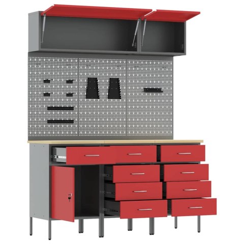 ZESTAW SZAFEK ROBOCZYCH Z SZUFLADĄ Z BLOKADĄ 8 SZT. CZERWONY