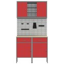 ZESTAW SZAFEK ROBOCZYCH Z SZUFLADĄ Z PÓŁKĄ 6 SZT. CZERWONY