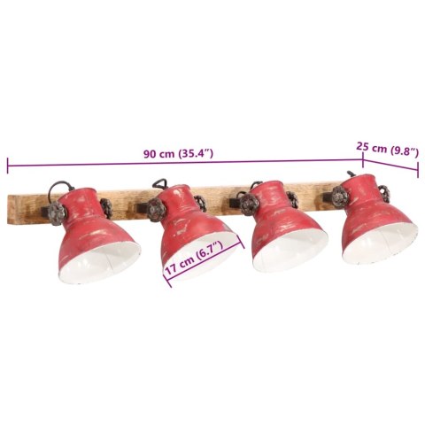 KINKIET 25 W POSTARZANY CZERWONY 90X25CM E27