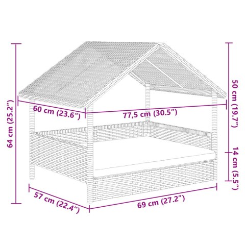 LEGOWISKO DLA PSA Z PODUSZKĄ RATTAN PE