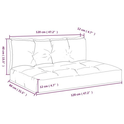 PODUSZKI NA PALETY 2 SZT. CZARNE W KRATĘ TKANINA