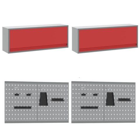 STÓŁ WARSZTATOWY 10 SZT. CZERWONY 200X 55X 200CM STAL