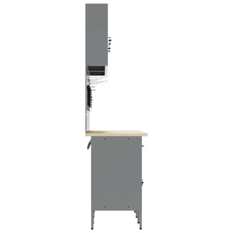 STÓŁ WARSZTATOWY 10 SZT. CZERWONY 200X 55X 200CM STAL