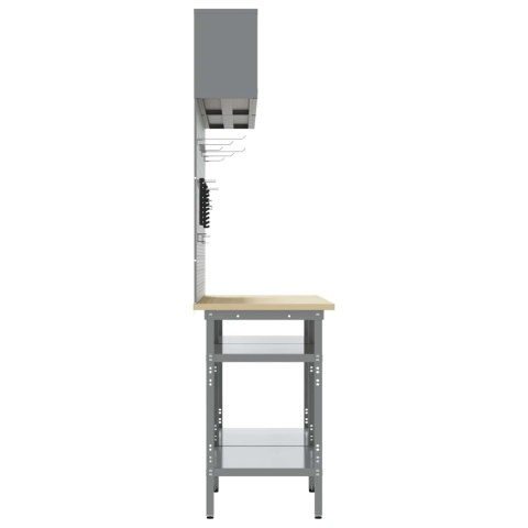 ZESTAW STOŁU WARSZTATOWEGO Z PÓŁKĄ Z REGULACJĄ 8 SZT. SZARY STAL