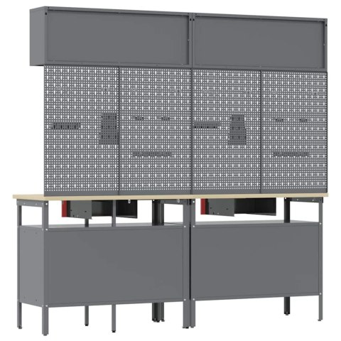 ZESTAW STOŁU WARSZTATOWEGO Z SZUFLADĄ Z PÓŁKĄ CZERWONY STAL