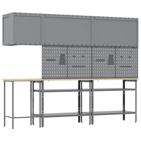 ZESTAW SZAFEK ROBOCZYCH Z PÓŁKĄ Z BLOKADĄ 10 SZT. CZARNY I SZARY