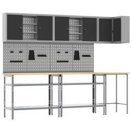ZESTAW SZAFEK ROBOCZYCH Z PÓŁKĄ Z BLOKADĄ 10 SZT. CZARNY I SZARY