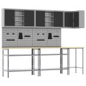 ZESTAW SZAFEK ROBOCZYCH Z PÓŁKĄ Z BLOKADĄ 10 SZT. CZARNY I SZARY