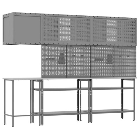 ZESTAW SZAFEK ROBOCZYCH Z PÓŁKĄ Z BLOKADĄ 10 SZT. CZARNY I SZARY