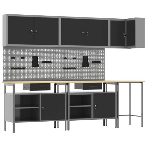 ZESTAW SZAFEK ROBOCZYCH Z SZUFLADĄ 10 SZT. CZARNY I SZARY