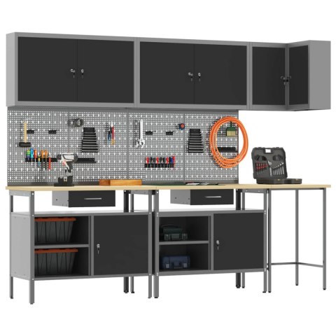 ZESTAW SZAFEK ROBOCZYCH Z SZUFLADĄ 10 SZT. CZARNY I SZARY