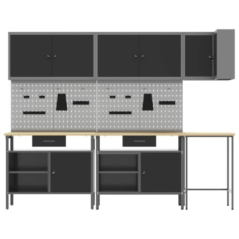 ZESTAW SZAFEK ROBOCZYCH Z SZUFLADĄ 10 SZT. CZARNY I SZARY