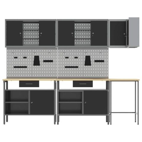 ZESTAW SZAFEK ROBOCZYCH Z SZUFLADĄ 10 SZT. CZARNY I SZARY