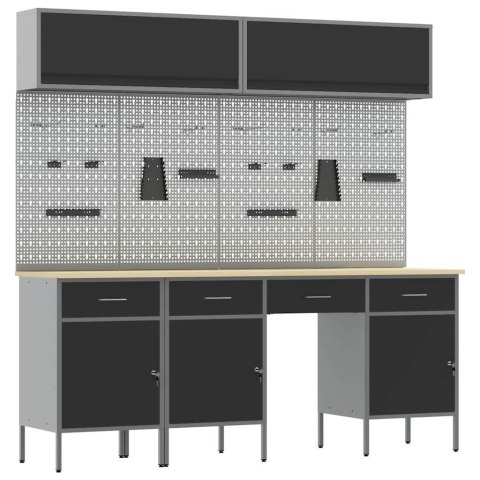 ZESTAW SZAFEK ROBOCZYCH Z SZUFLADĄ Z BLOKADĄ 10 SZT. CZARNY