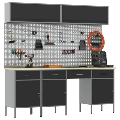 ZESTAW SZAFEK ROBOCZYCH Z SZUFLADĄ Z BLOKADĄ 10 SZT. CZARNY