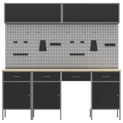 ZESTAW SZAFEK ROBOCZYCH Z SZUFLADĄ Z BLOKADĄ 10 SZT. CZARNY