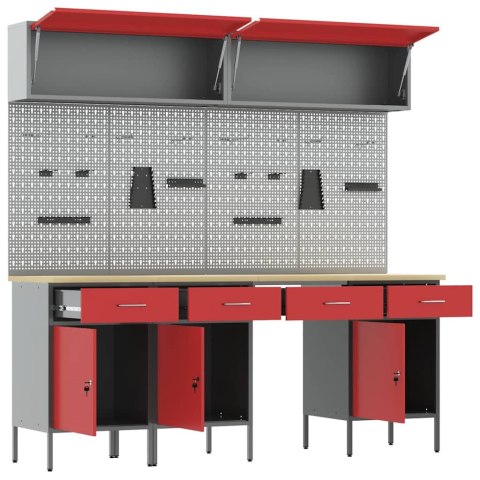 ZESTAW SZAFEK ROBOCZYCH Z SZUFLADĄ Z BLOKADĄ 10 SZT. CZERWONY