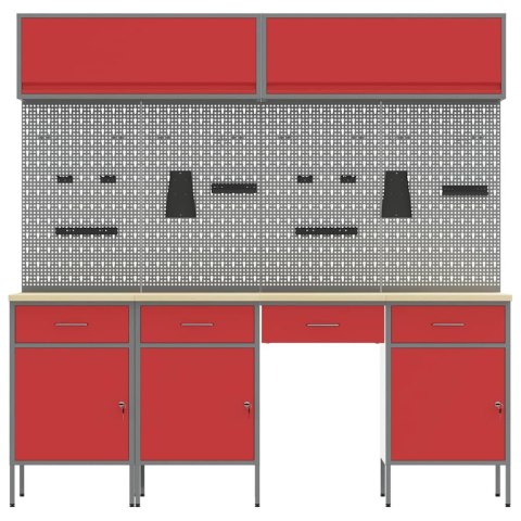ZESTAW SZAFEK ROBOCZYCH Z SZUFLADĄ Z BLOKADĄ 10 SZT. CZERWONY